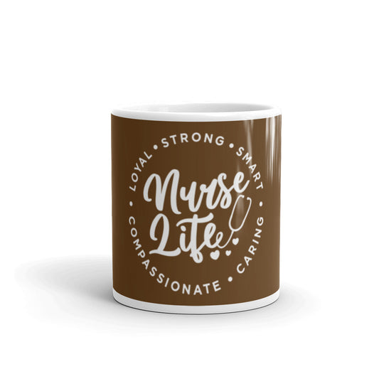 Nurse Life Glossy Mug Brown