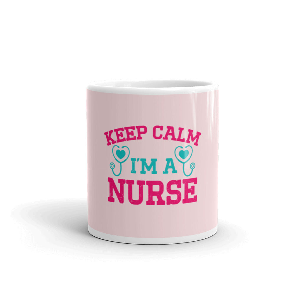 Keep Calm I'm A Nurse Pink glossy mug